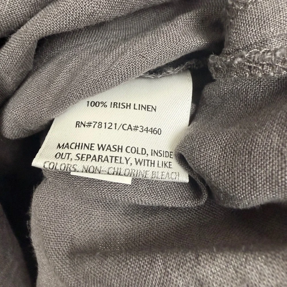 Eileen Fisher Womens‎ Irish Linen Sequin Split Neck Tunic Top Gray S1ALA-2 M